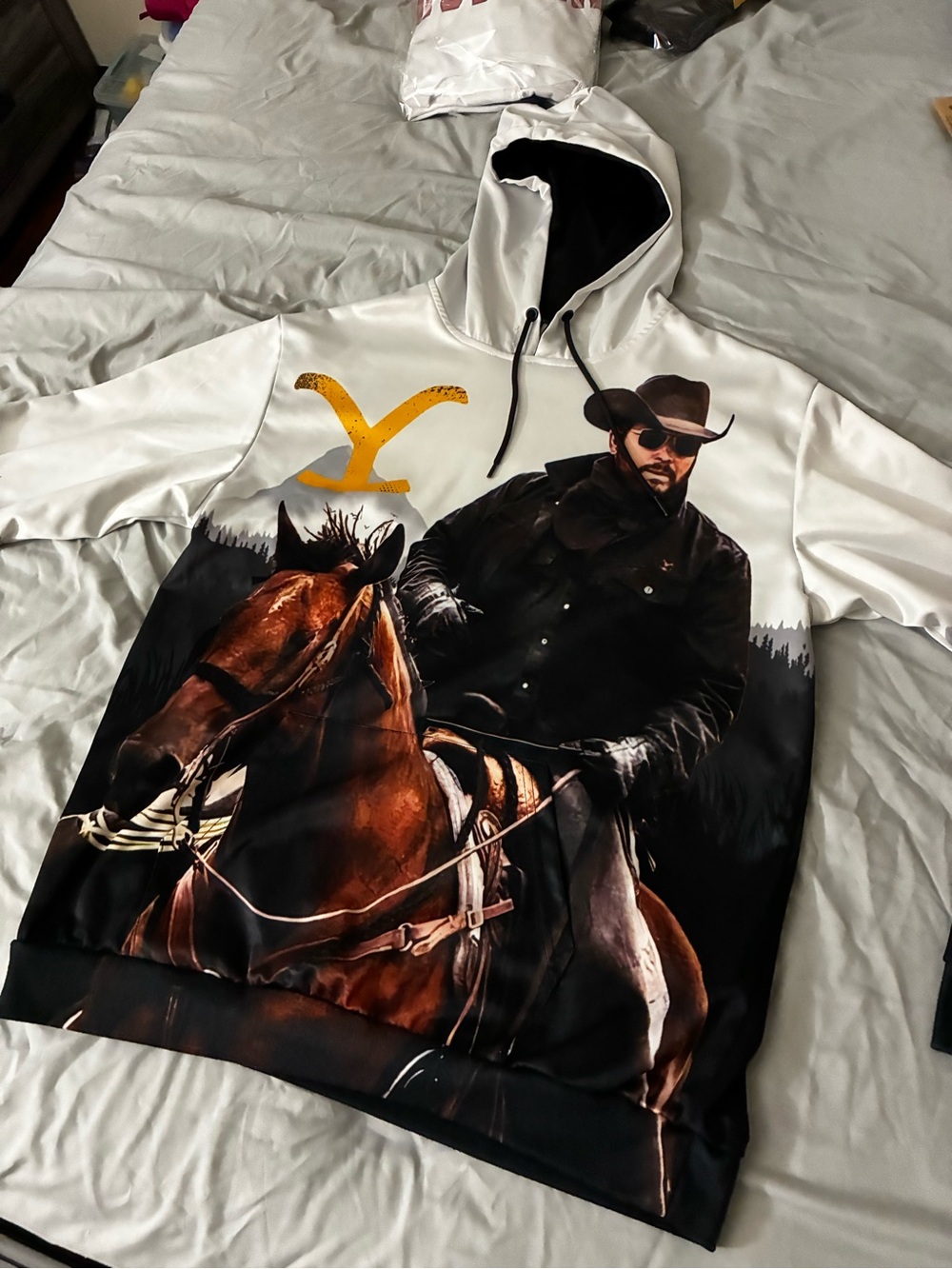 Yellowstone Graphic Hoodie - White, Black, Brown